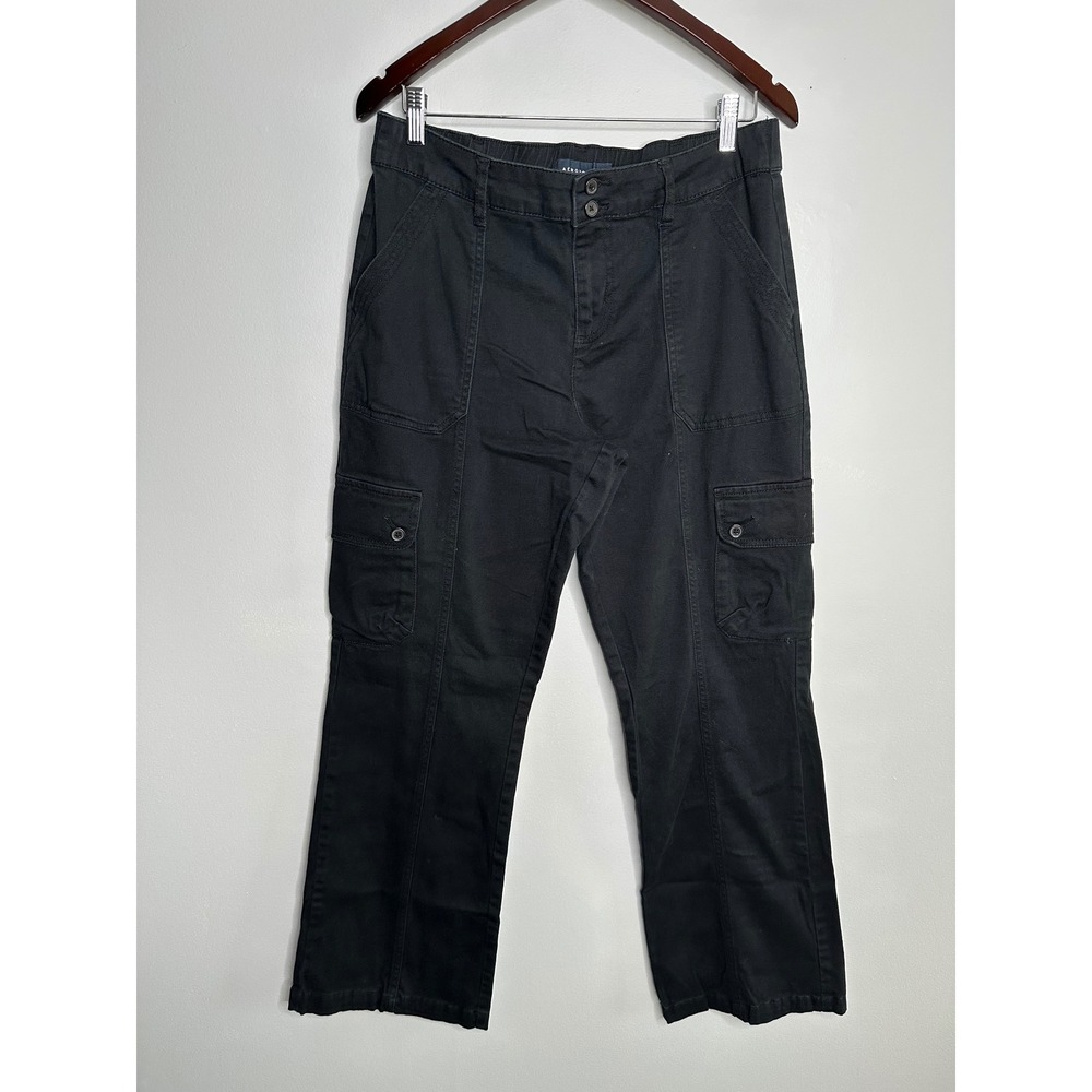 Aeropostale Cargo Bootcut Pants Women Large Black Good Stretch‎ Utilitarian